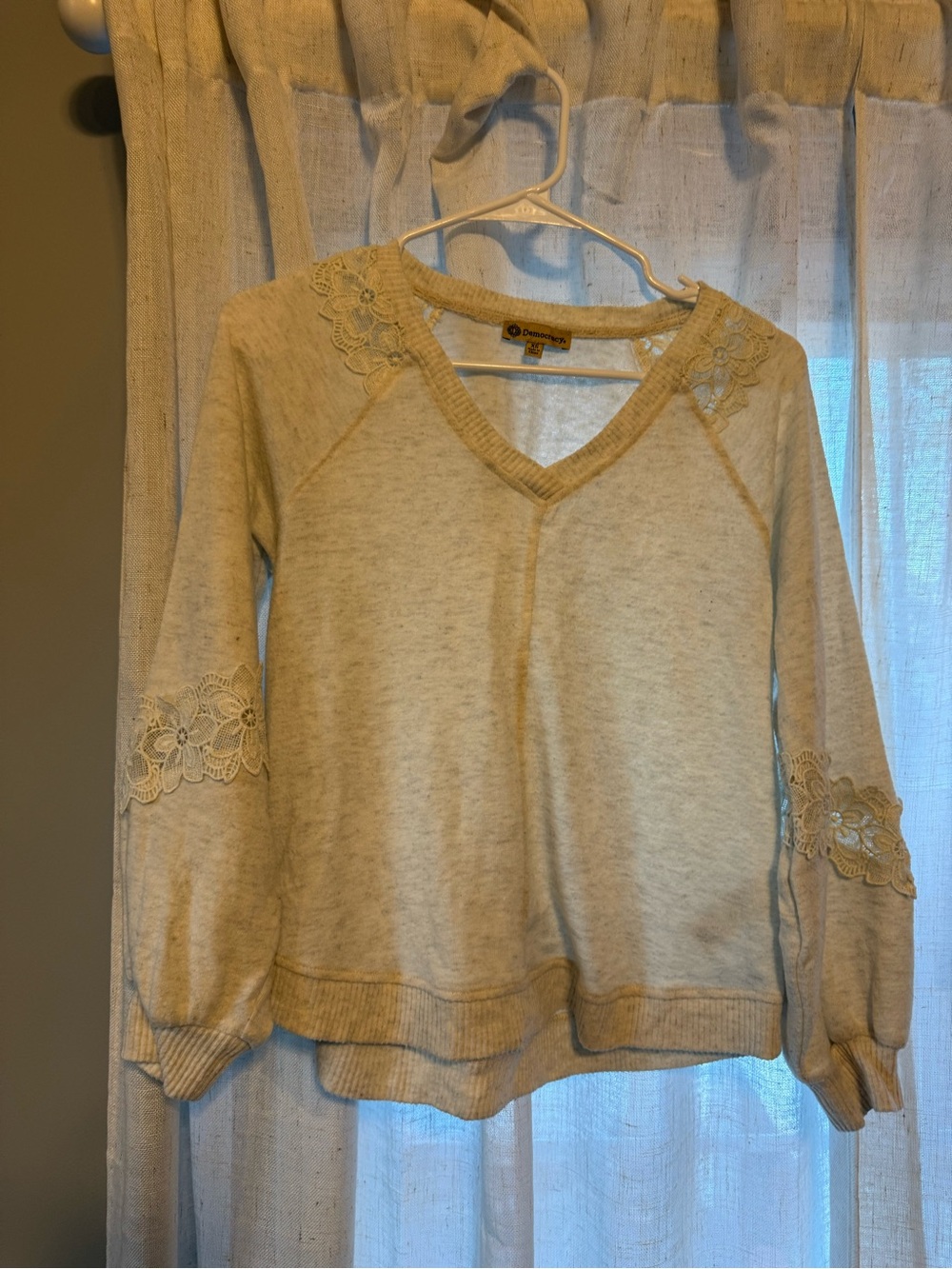 Democracy Cream Knit Scoop Neck Top